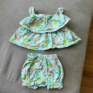 CARTERS | Floral 2 Piece Set Tank + Shorts NEWBORN